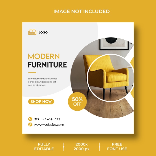 Modèles de publication de médias sociaux de design d'intérieur minimal