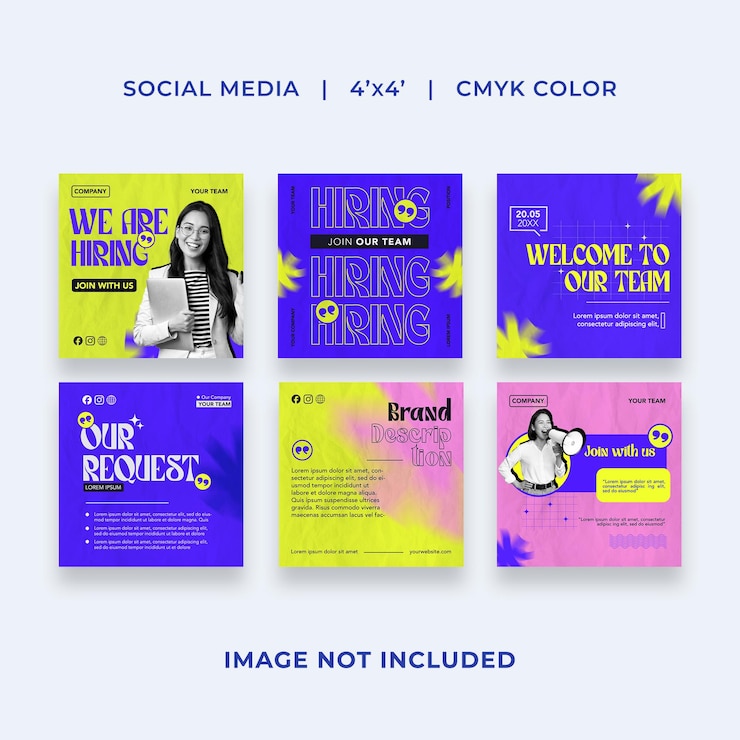PSD des modèles de publications instagram pour l'embauche et le recrutement