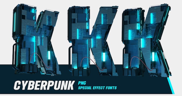 Modélisation 3D cyberpunk style série multiview numérique lettre K