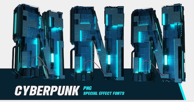 Modélisation 3D cyberpunk style série multiview numérique lettre N