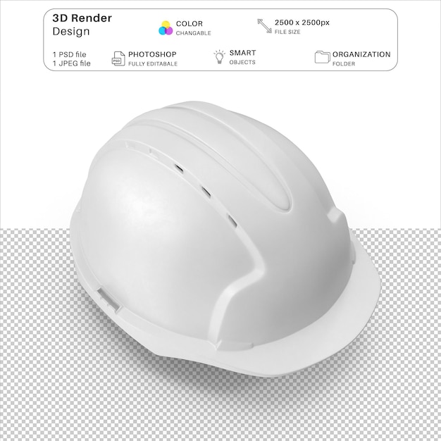 PSD modélisation 3d du casque de sécurité blanc