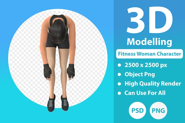 PSD modélisation 3d femme fitness