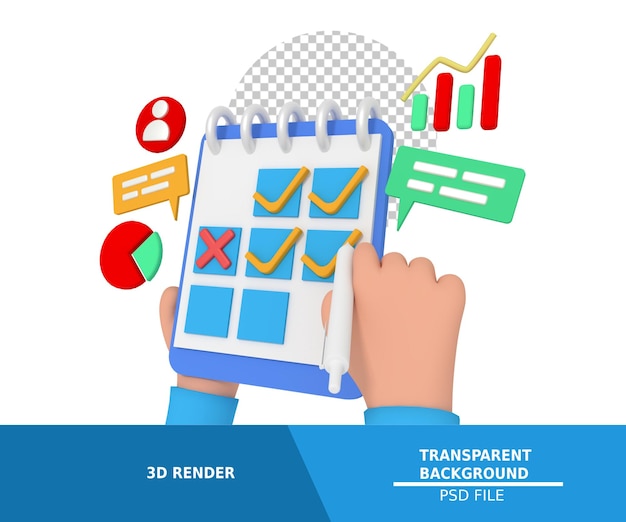 PSD modélisation 3d de la planification d'entreprise dans le calendrier