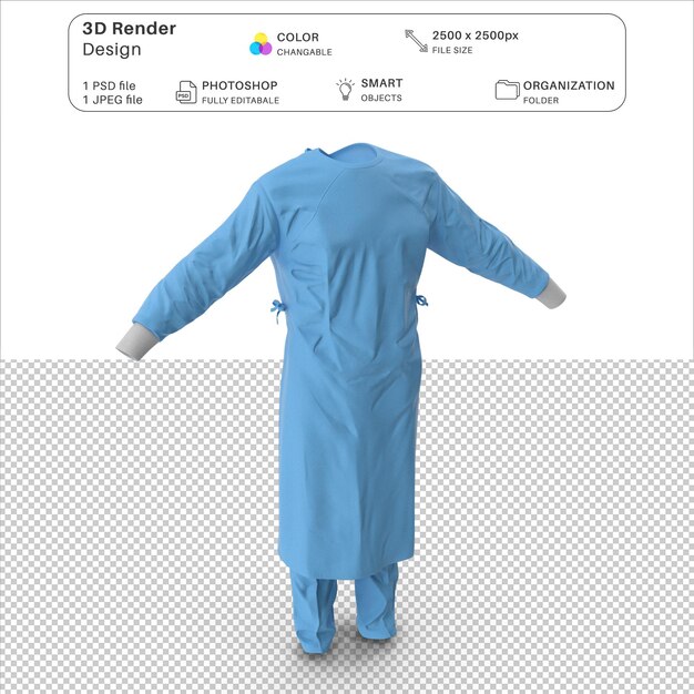 PSD modélisation 3d de la robe du chirurgien