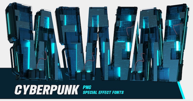 PSD modélisation 3d de la série de style cyberpunk multiview numérique lettre w