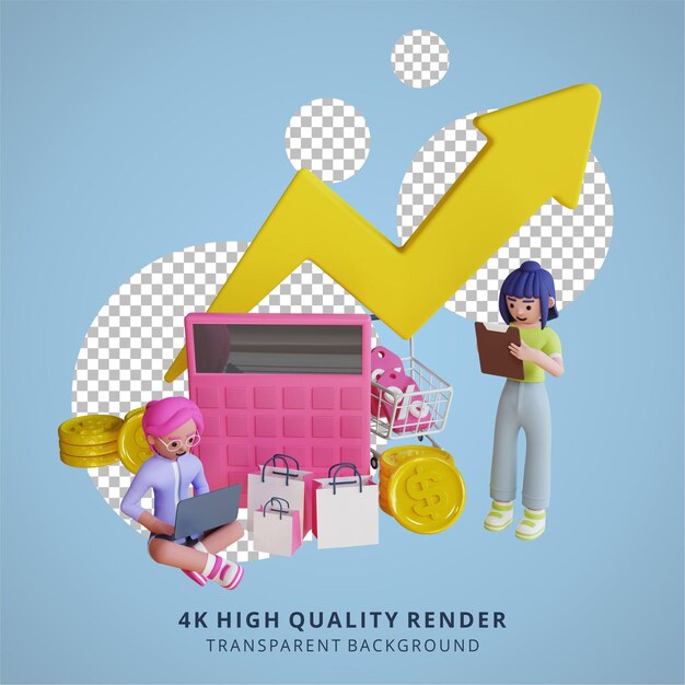 Modélisation De Personnages 3d Illustration De L'administrateur De La Boutique En Ligne De Marketing Numérique