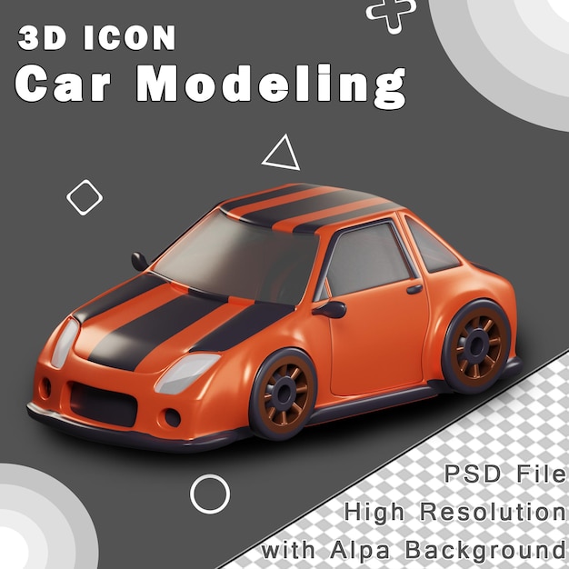 Modélisation de voiture 3D sur fond transparent Illustration 3D haute résolution