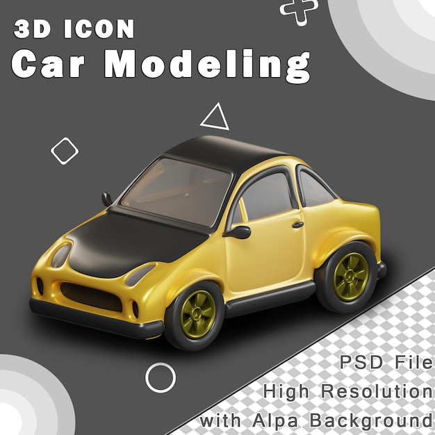 Modélisation de voiture 3D sur fond transparent Illustration 3D haute résolution