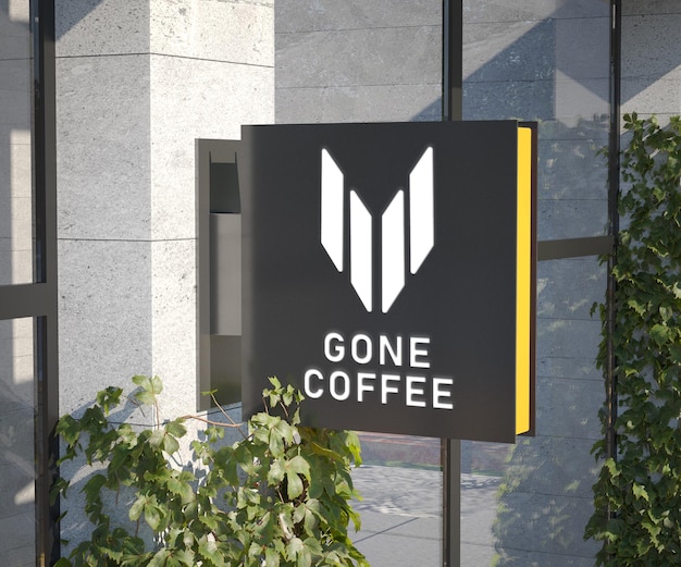 Modell des Logo-Zeichens am Außengebäude