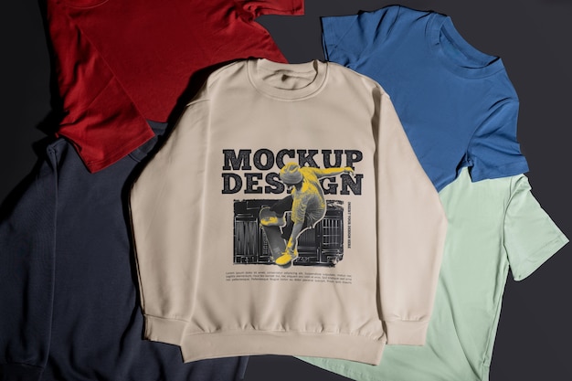 PSD modell-design von sweatshirts und t-shirts
