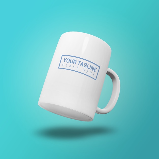 Modell einer fliegenden weißen Keramikkaffeetasse