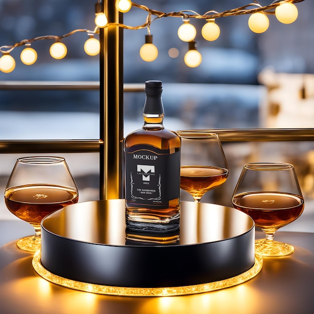 PSD modell einer klaren glasflasche whiskey