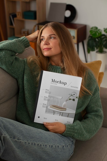 Modell einer Person, die ein Magazin hält