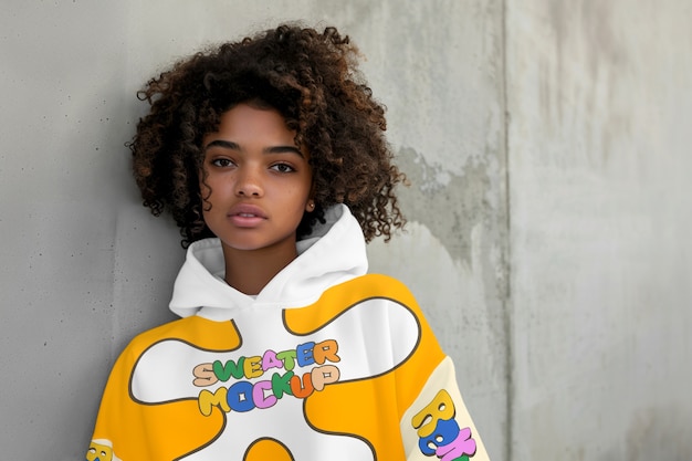 Modell einer Person, die ein Sweatshirt trägt