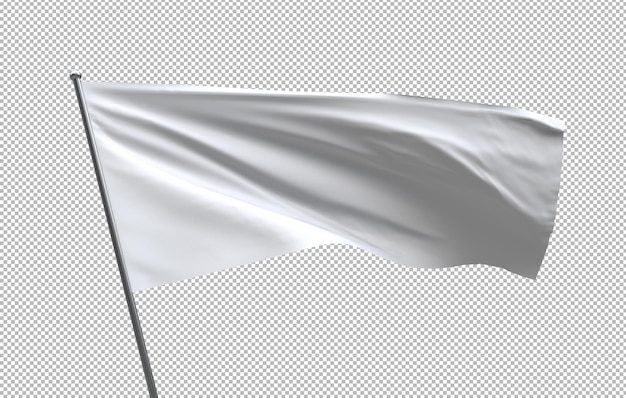Modell einer weißen Flagge auf durchsichtigem Material