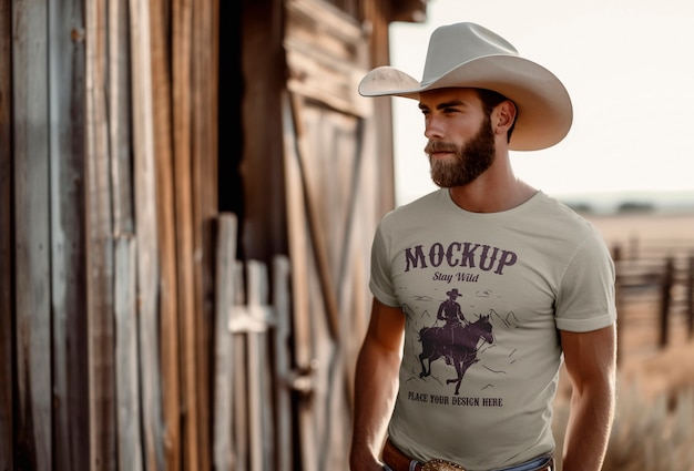 Modell eines mannes in cowboykleidung