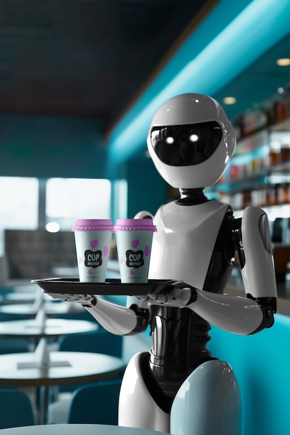 Modell eines Roboter, der Essen und Getränke serviert