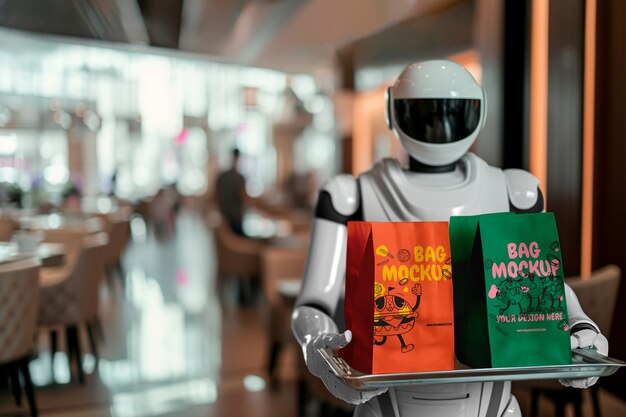 Modell eines Roboter, der Essen und Getränke serviert
