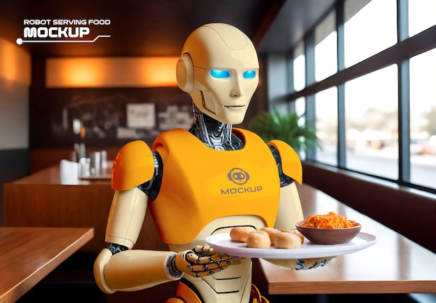 PSD modell eines roboter, der essen und getränke serviert