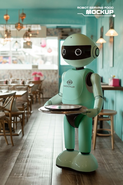 PSD modell eines roboter, der essen und getränke serviert