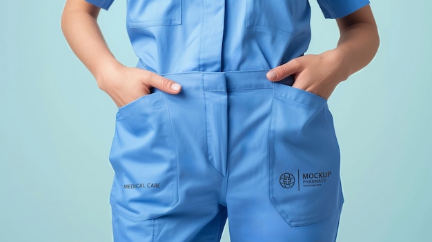 PSD modell posiert in einer medizinischen uniform-mockup