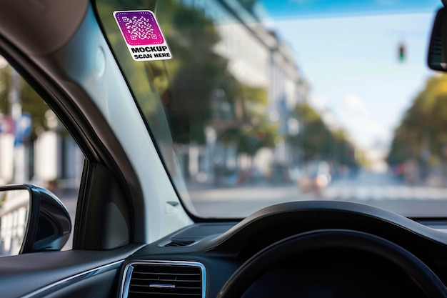 Modell von einem Autofenster-QR-Code-Aufkleber