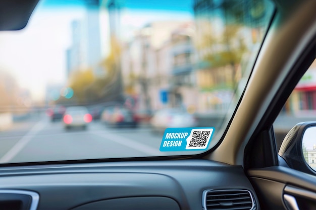 Modell von einem Autofenster-QR-Code-Aufkleber