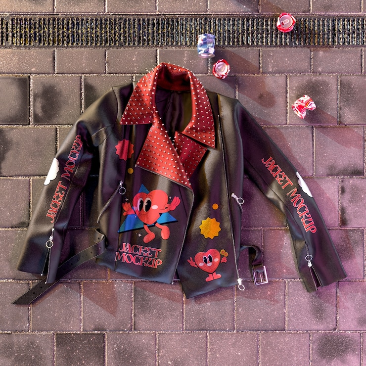 PSD modell von lederjacke für frauen