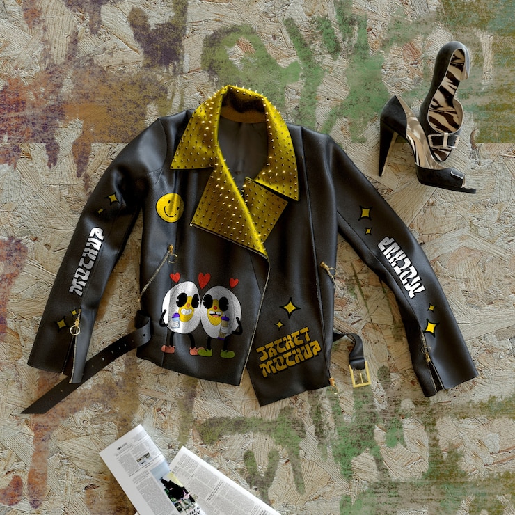 PSD modell von lederjacke für frauen