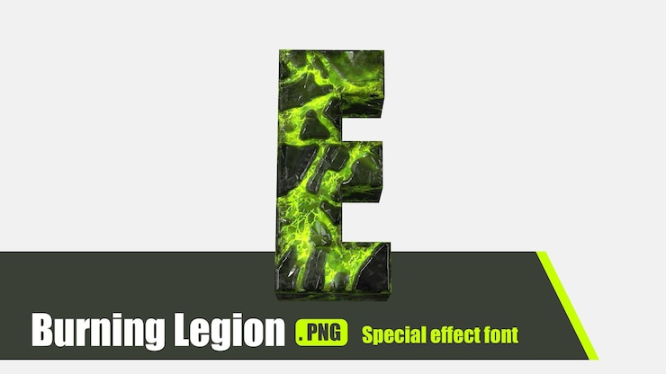PSD modellazione 3d burning legion hellfire series lettera e