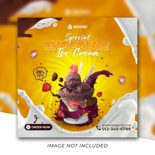 Modelli di design di banner post instagram per social media speciali per gelato Psd Premium