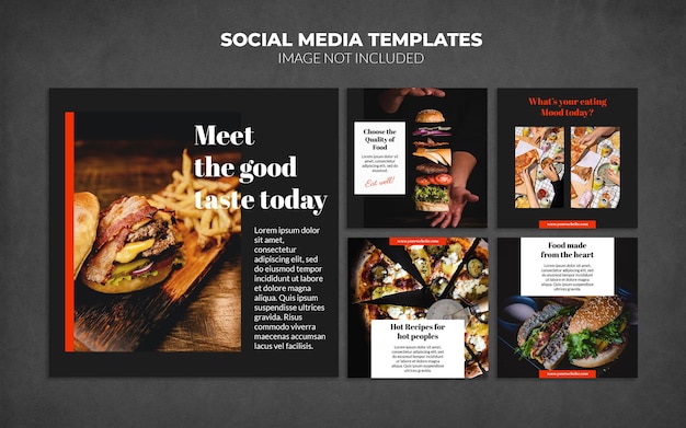Modelli di post Instagram per social media alimentari