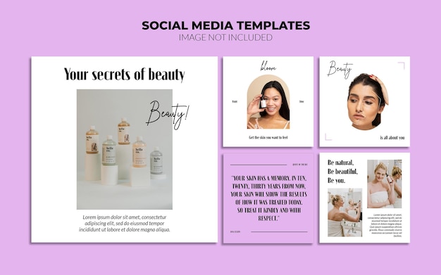 Modelli di post Instagram per social media di bellezza