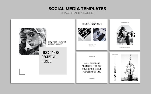 Modelli di post sui social media Instagram in bianco e nero