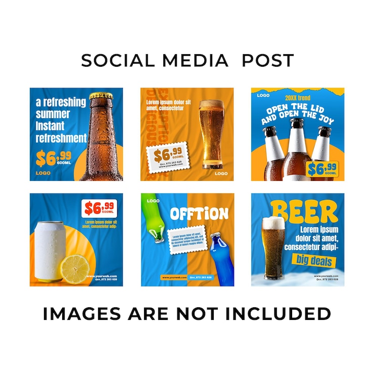 PSD modelli di post sui social media per la pubblicità della birra
