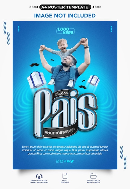 Modelli di social media A4 Happy Fathers Day in brasiliano