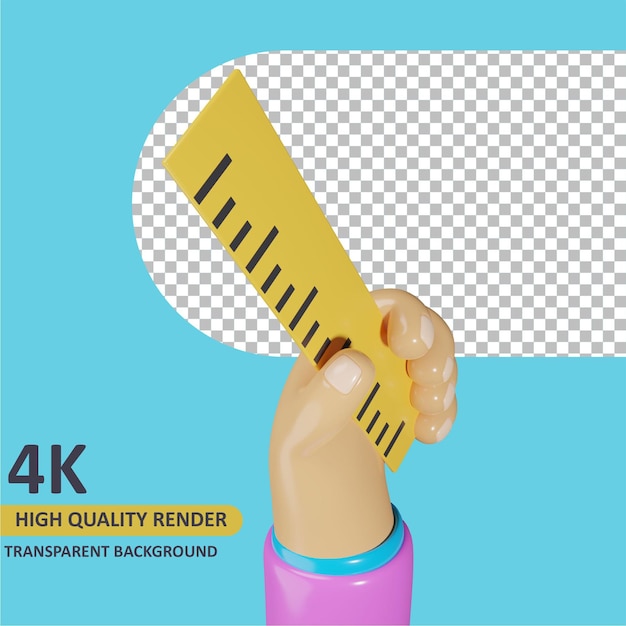 Modellierung 3D-Objekt Rendern Hand mit Lineal