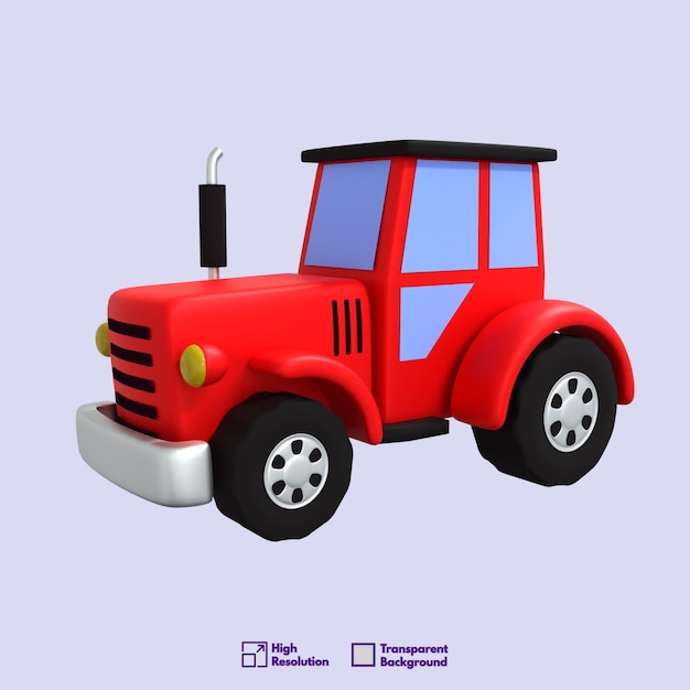 Modello 3D del trattore con sfondo trasparente