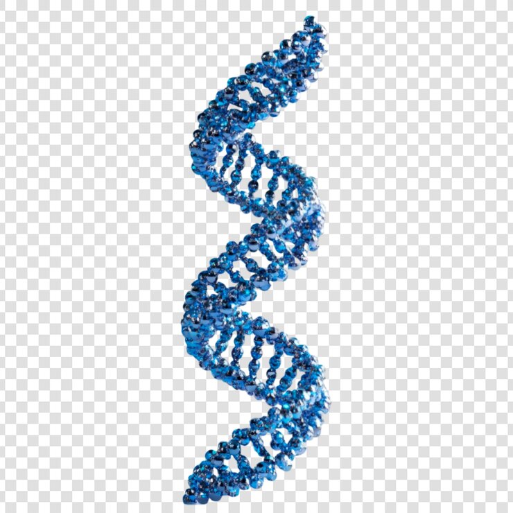 PSD modello 3d di dna in blu vibrante su uno sfondo trasparente