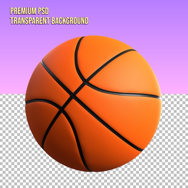 Modello 3D di pallacanestro con sfondo trasparente