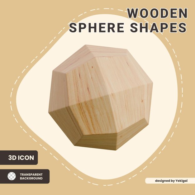 Modello 3D di sfera di legno