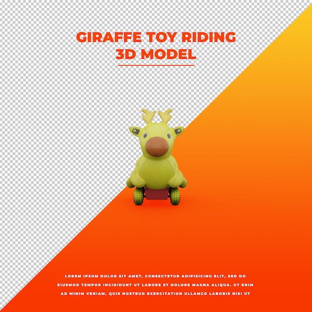 Modello 3d isolato di guida del giocattolo della giraffa