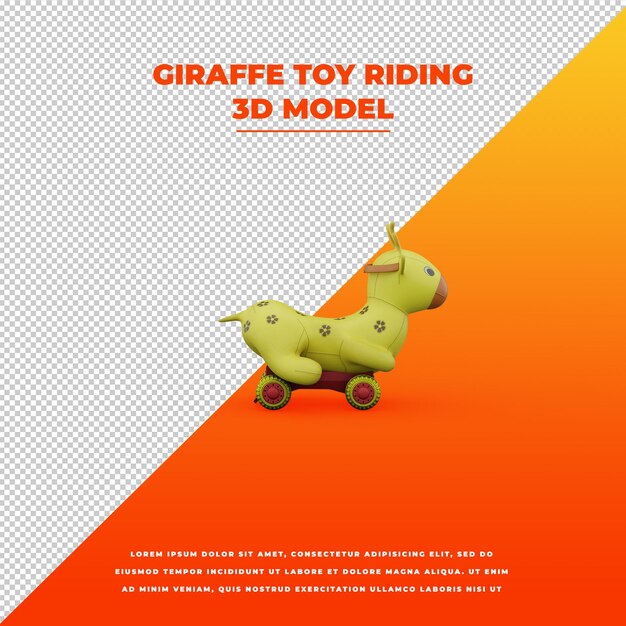 Modello 3d isolato di guida del giocattolo della giraffa