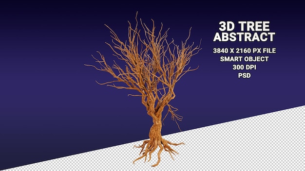 Modello 3d isolato di un albero senza foglie su uno sfondo trasparente