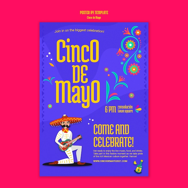 Modello a4 poster Cinco de mayo