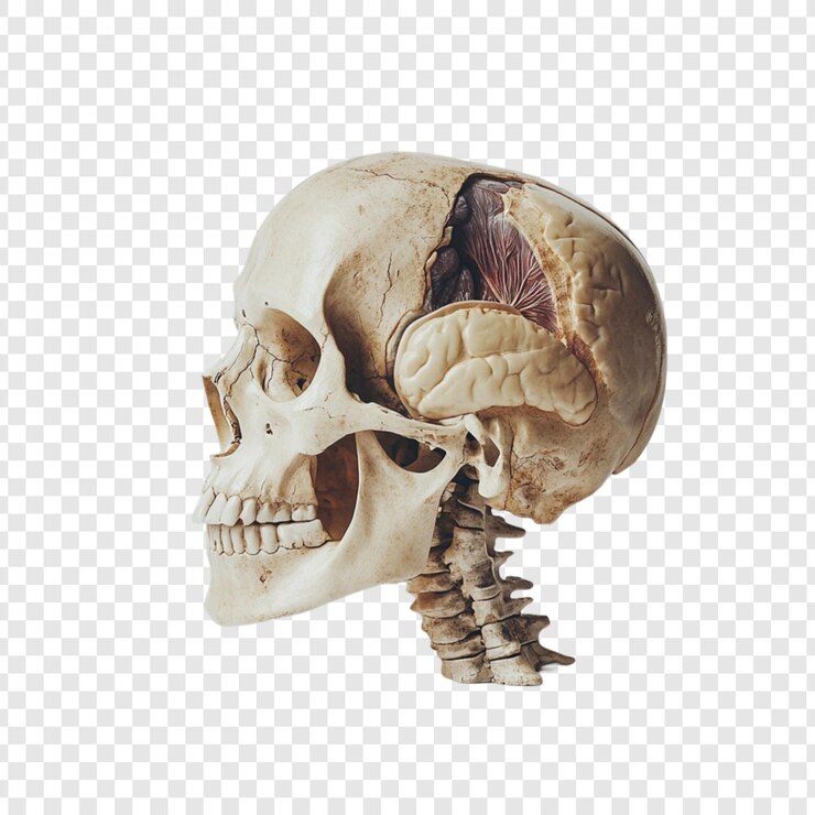 PSD modello anatomico del cranio umano cervello visibile