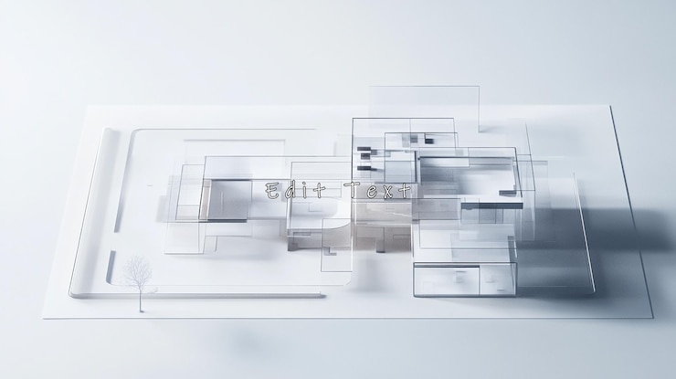 PSD modello architettonico astratto progetto di costruzione in vetro