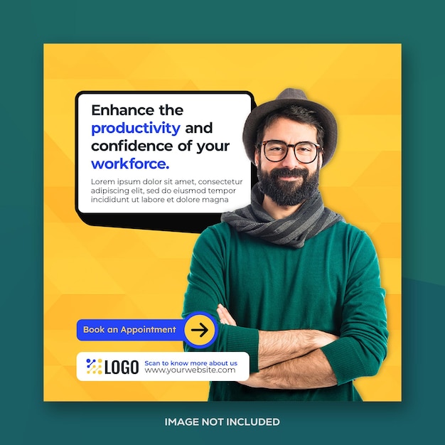Modello aziendale di marketing digitale PSD con banner di social media a foto quadrata