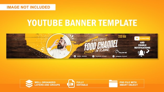 Modello banner YouTube del canale di cucina