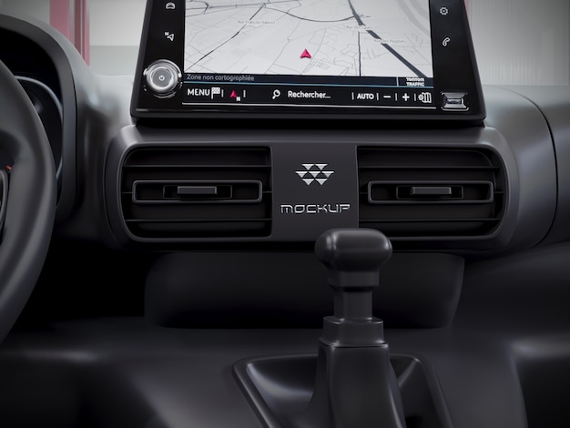 Modello del logo del veicolo all'interno dell'auto